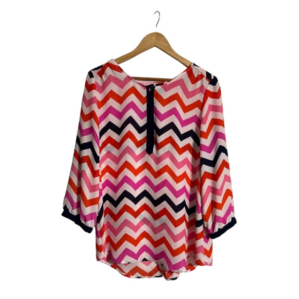 New Directions Multicolor Chevron Blouse